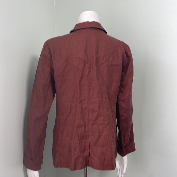 Eileen Fisher Women's Organic Linen Blazer Jacket Rust Orange - Picture 6 of 9